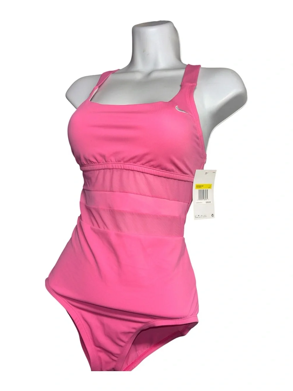 Nike Women’s One-Piece Swimsuit Mesh V-Back Pink Glow NWT Size Small